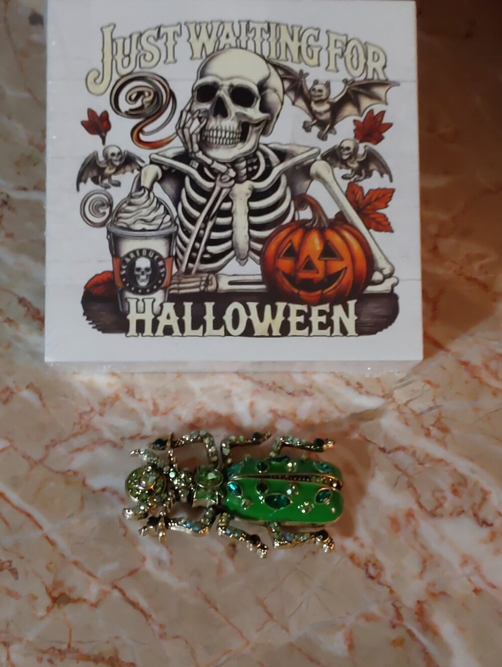 Green Beetle Pin, Vintage Y2K Creepy Crawler Brooch